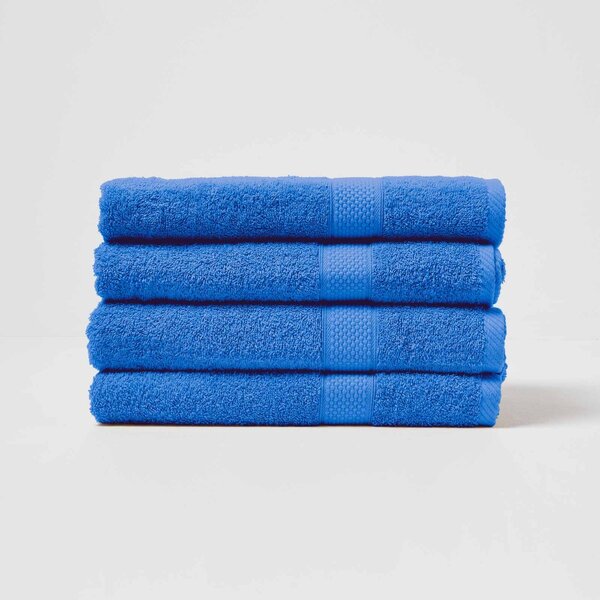 Homescapes Blue Bath Towel Set of 4 Turkish Cotton