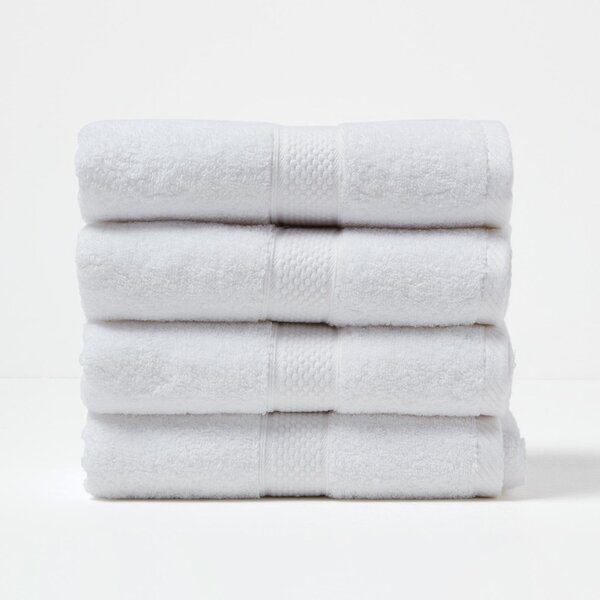 Homescapes White Hand Towel Set of 4 Turkish Cotton