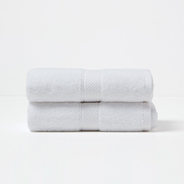 Homescapes White Hand Towel Set of 2 Turkish Cotton