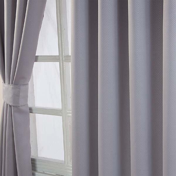 Grey Herringbone Chevron Blackout Curtains Pair Eyelet Style, 46x54"