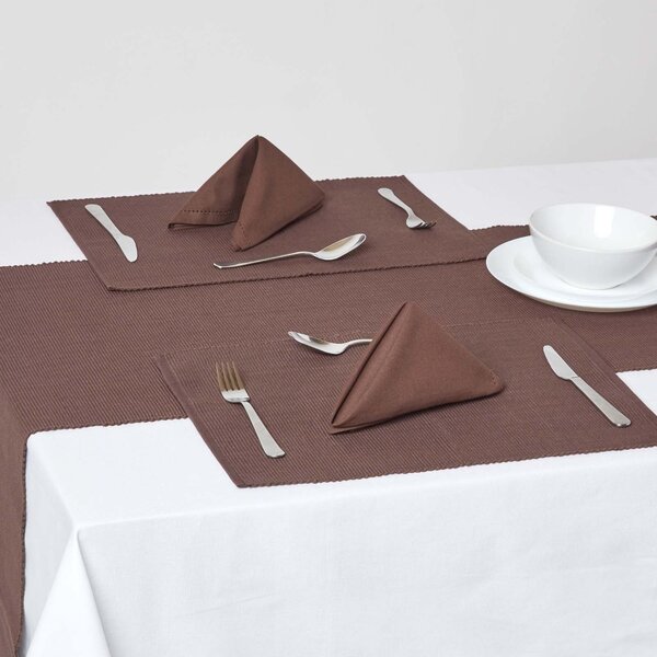 Homescapes Cotton Plain Chocolate Pack of 2 Placemats