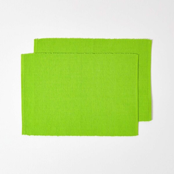 Homescapes Cotton Plain Lime Green Pack of 2 Placemats