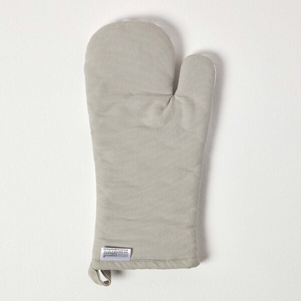 Homescapes Cotton Thin Stripe Grey White Oven Glove