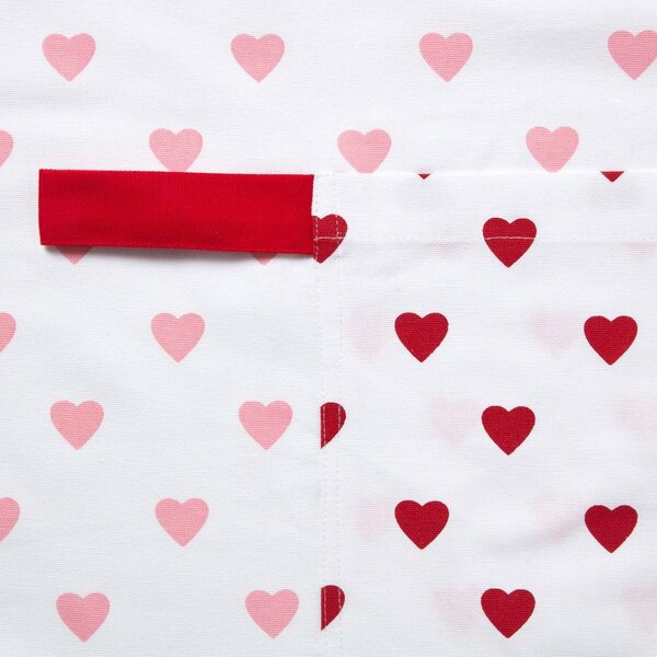 Homescapes Cotton Hearts Red Pink Unisex Apron With Pocket