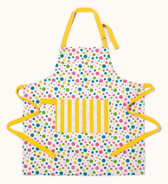 Homescapes Cotton Polka Dot Multi Colour Unisex Apron With Pocket