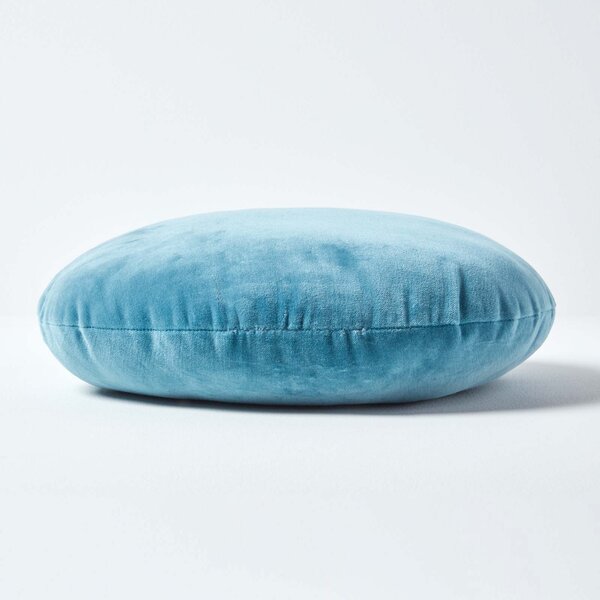 Luxury Blue Cotton Velvet Cushion Round Scatter Cushion 40cm