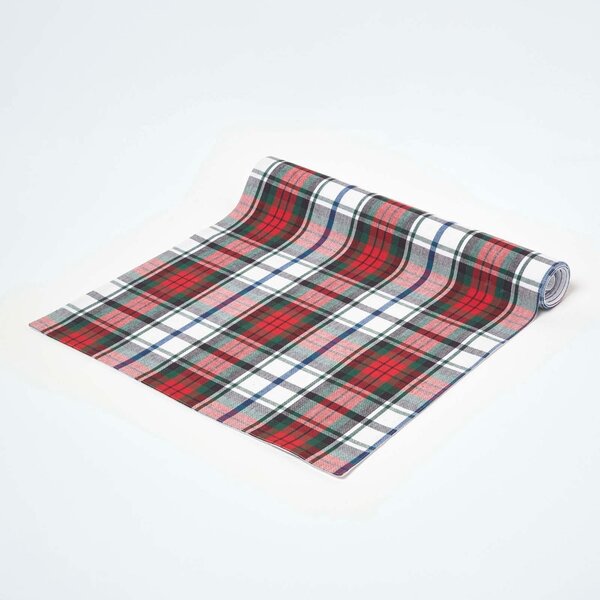 Homescapes Cotton Christmas Macduff Tartan Table Runner