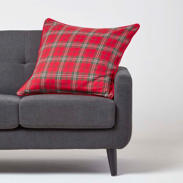 Homescapes Cotton Edward Tartan Cushion Cover, 45 x 45 cm