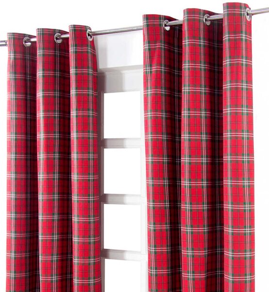 Edward Tartan Check Ready Made Eyelet Curtain Pair, 137 x 228 cm Drop