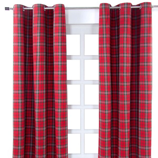 Edward Tartan Check Ready Made Eyelet Curtain Pair, 137 x 228 cm Drop