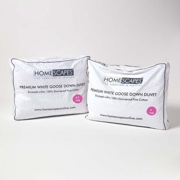 Homescapes Premium White Goose Down 13.5 Tog All Seasons Duvet, Double