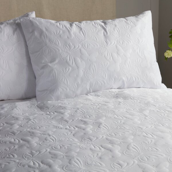 Serene Butterfly Garden White Duvet Cover and Pillowcase Set