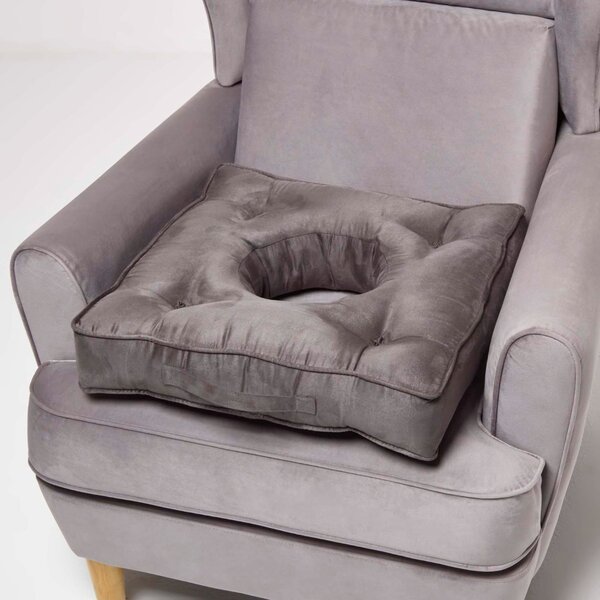 Homescapes Grey Faux Suede Coccyx Cushion