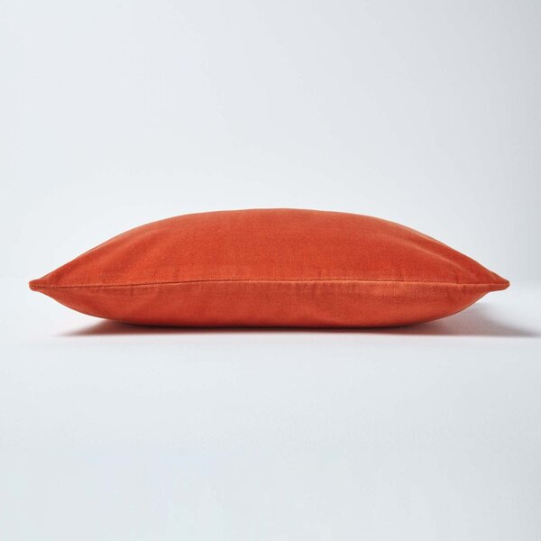 Luxury Burnt Orange Cotton Velvet Rectangular Cushion Cover 30 x 50cm