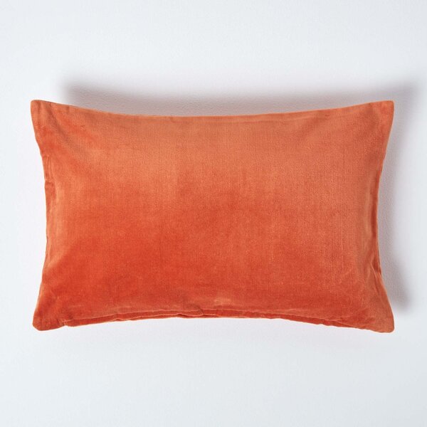 Luxury Burnt Orange Cotton Velvet Rectangular Cushion Cover 30 x 50cm