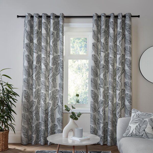 Matteo Ready Made Eyelet Curtains Black