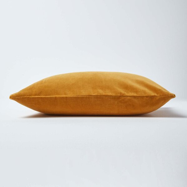 Luxury Mustard Yellow Cotton Velvet Cushion Cover Rectangle 30 x 50 cm