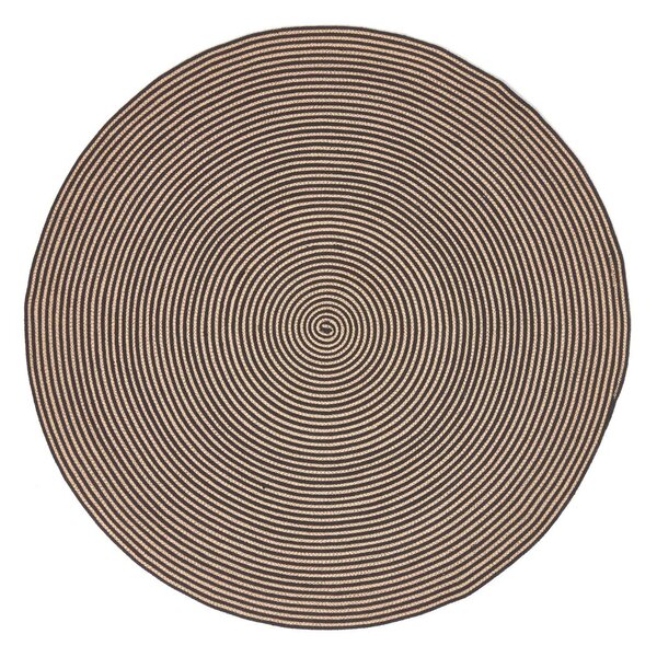 Homescapes Linen and Black Handmade Woven Braided Rug, 120 cm Round