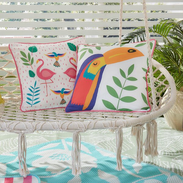Tropical Flamingo 43cm x 43cm Outdoor Filled Cushion Pink