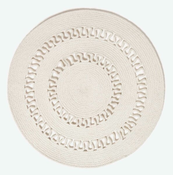 HOMESCAPES Natural Crochet Braided Rug 70cm Round