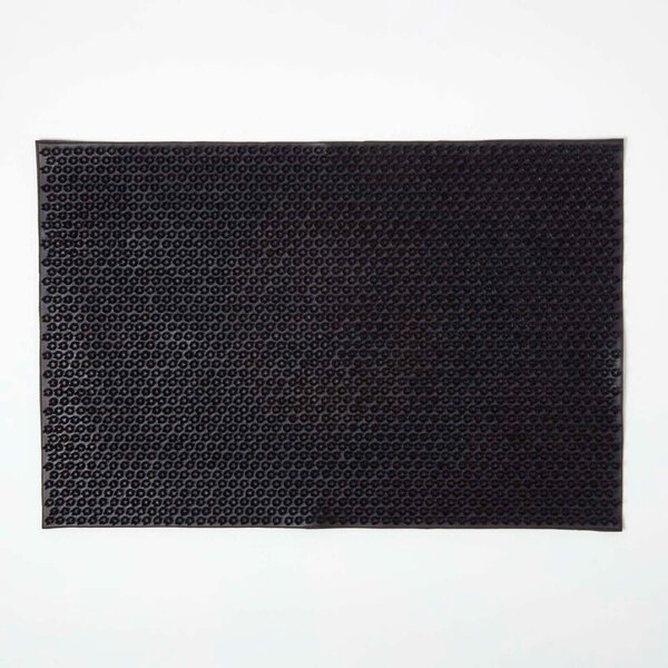 Homescapes Rubber Scraper Door Mat, Black, 40 x 60 cm