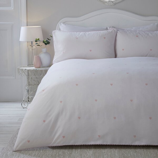 Serene Decorative Heart Duvet Cover Bedding Set Blush