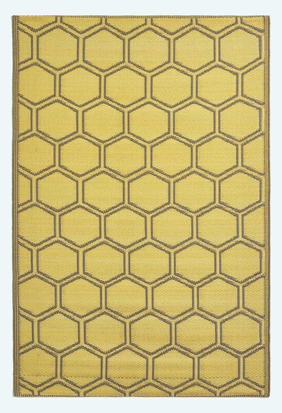 Homescapes Yellow Outdoor Rug 182 x 122 cm Geometric Garden Rug