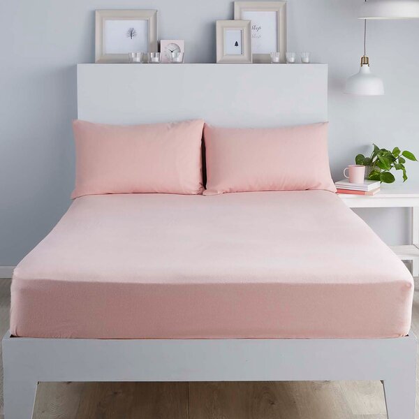 Fusion Plain Dyed Bed Linen Fitted Sheet Blush