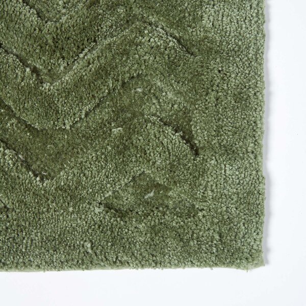 Sage Green Super Absorbent Thick Pile Chevron Non Slip Bath Mat