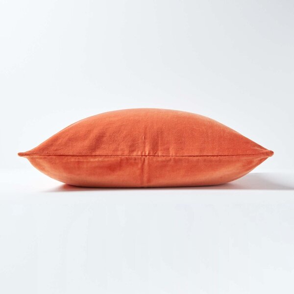 Luxury Burnt Orange Cotton Velvet Cushion Cover Large Square 60 x 60cm