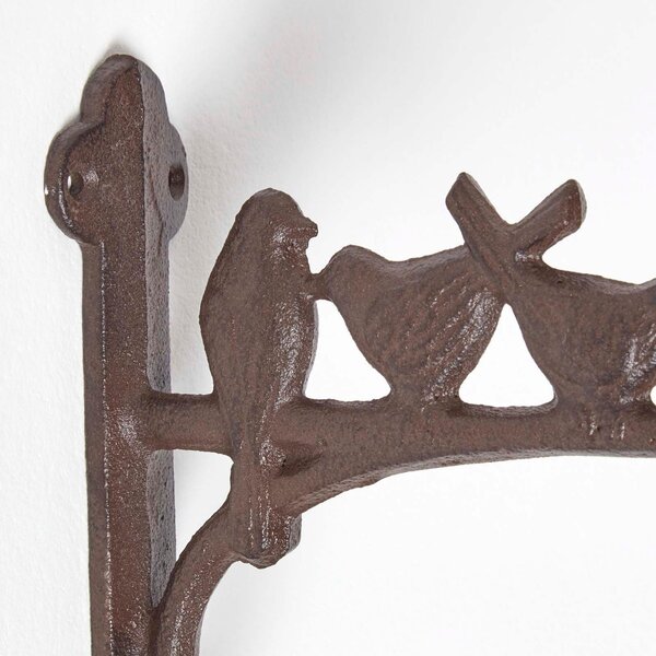 Cast Iron Hanging Basket Hook with Bird Decoration