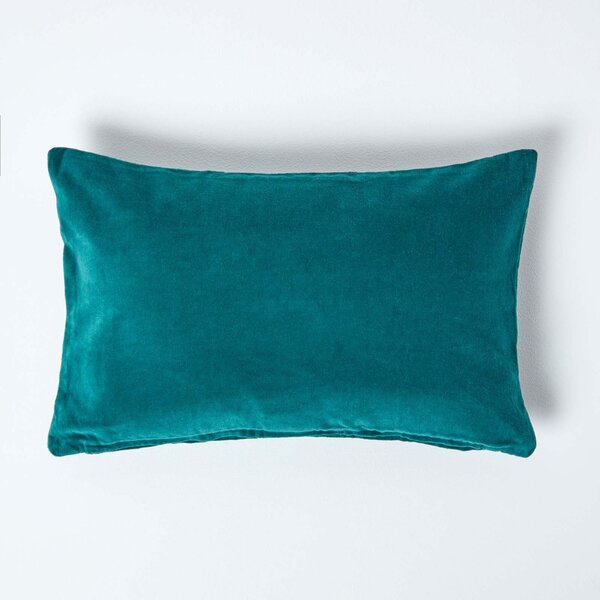 Luxury Teal Green Cotton Velvet Cushion Cover Rectangle 30 x 50 cm