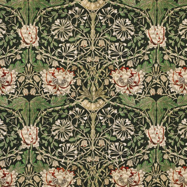 William Morris Honey Suckle Printed Cotton Fabric Green