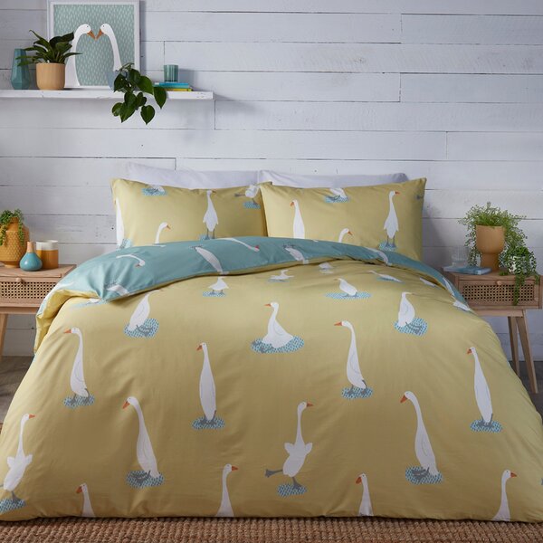 Puddles the Duck Yellow Duvet Cover and Pillowcase Set Yellow