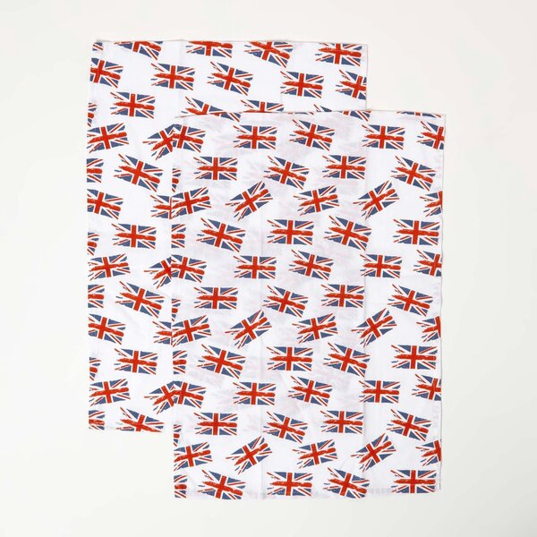 Homescapes Set of 2 100% Cotton Blue Union Jack Tea Towels