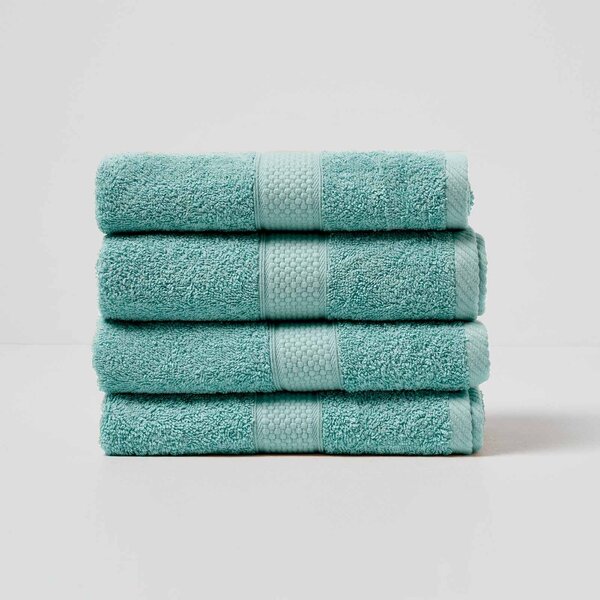 Homescapes Sea Green Hand Towel Set of 4 Turkish Cotton