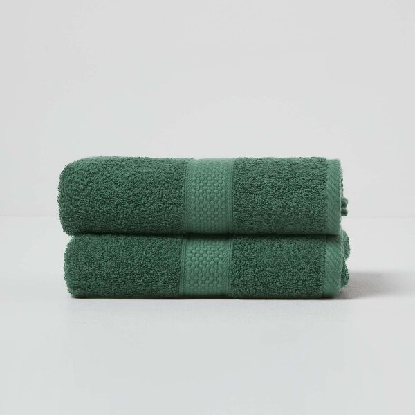 Homescapes Dark Green Hand Towel Set of 2 Turkish Cotton