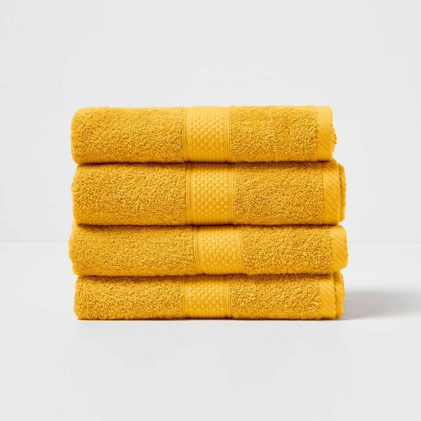 Turkish Cotton Hand Towel Set of 4, Ochre