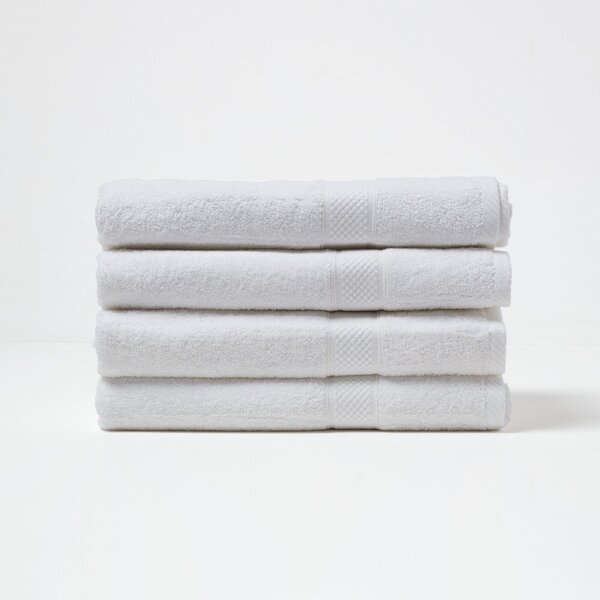 Homescapes White Bath Towel Set of 4 Turkish Cotton