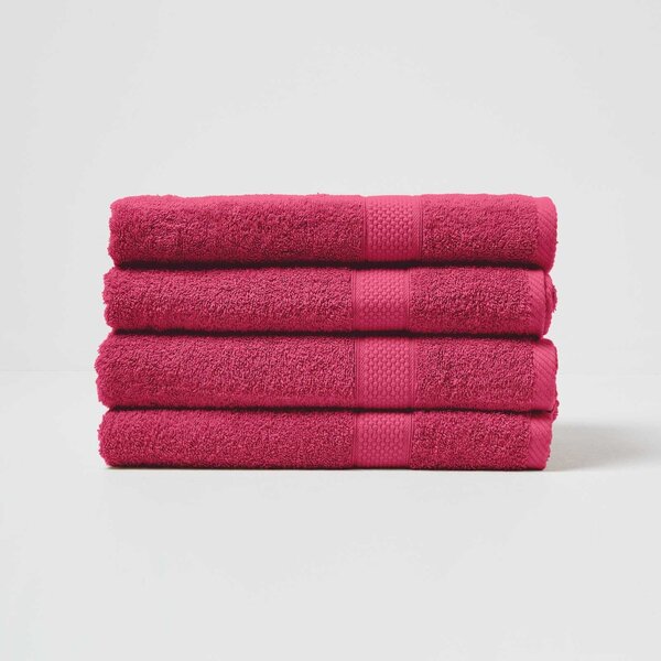 Homescapes Raspberry Bath Towel Set of 4 Turkish Cotton