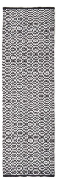 Trance Black and White Diamond Pattern Recycled Fibre Hall Runner, 66 x 200 cm