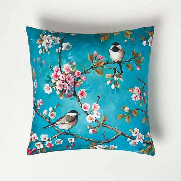 Homescapes Blue Bird Outdoor Cushions for Garden Water Resistant 45 cm, Set of 2