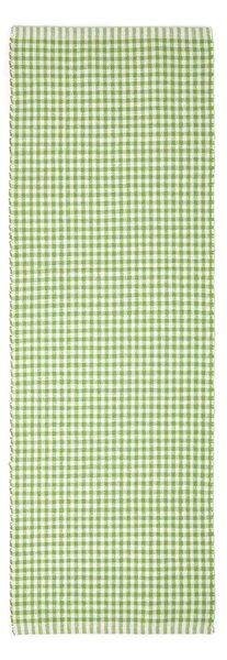 Cotton Gingham Check Hall Runner Hand Woven Green White, 66 x 200 cm