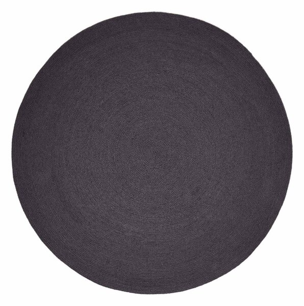 Homescapes Black Handmade Woven Braided Round Rug, 120 cm