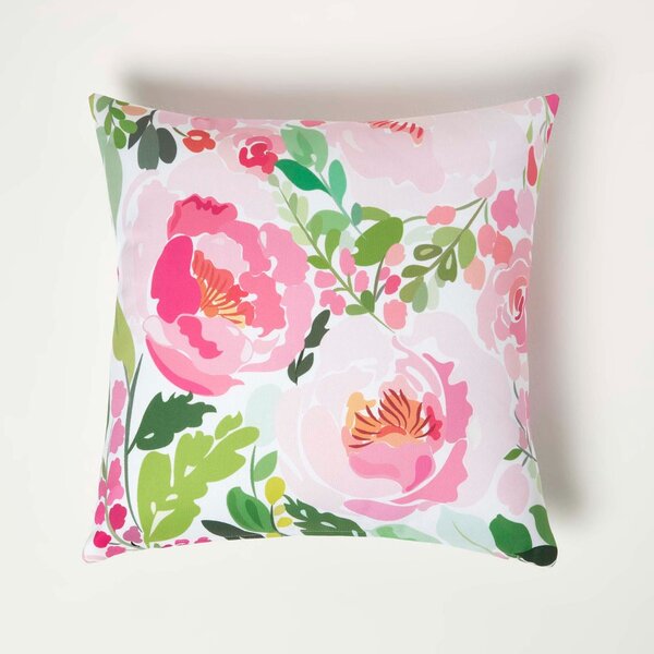 Homescapes Pink Peony Outdoor Cushions for Garden Water Resistant 45cm, Set of 2