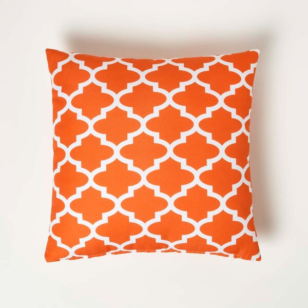 Homescapes Orange Geometric Outdoor Cushions for Garden Water Resistant, Set of 2