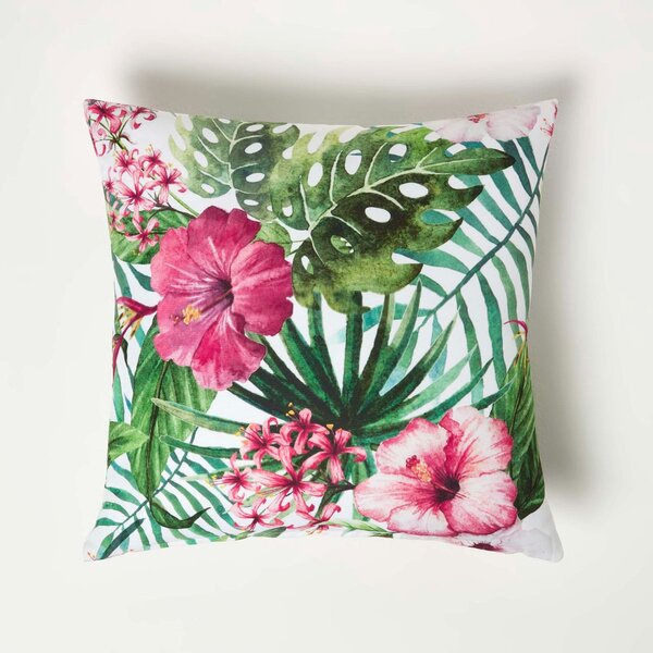 Homescapes Floral Leaf Outdoor Cushions for Garden Water Resistant 45cm, Set of 2