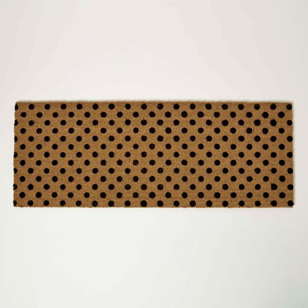 Homescapes Spotted Coir Double Door Mat Runner 120 x 45 cm