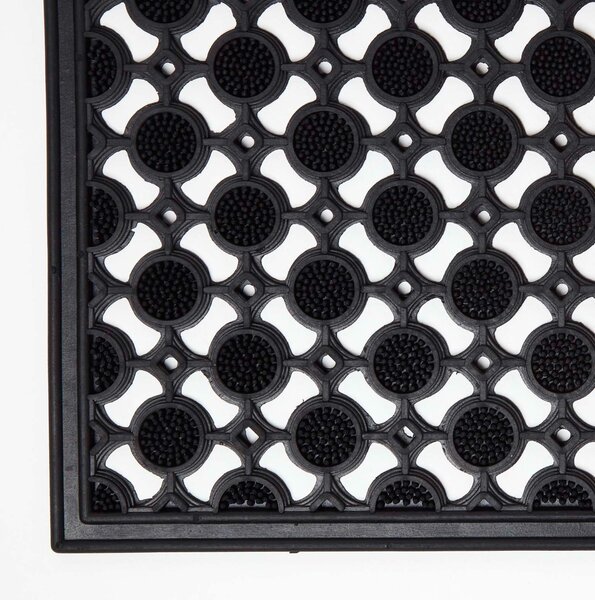 Homescapes Black Wrought Iron Effect Rubber Doormat 70 x 40 cm