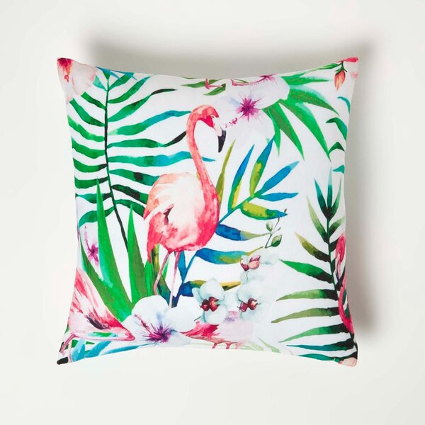 Homescapes Flamingo Outdoor Cushions for Garden Water Resistant 45 cm, Set of 2